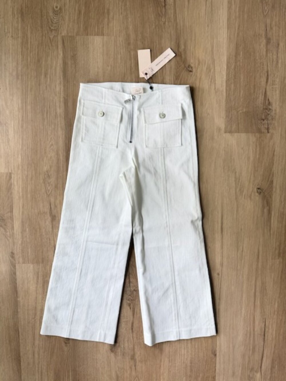 NWT Cinq a Sept Azure Jeans White Crop Wide Leg 4